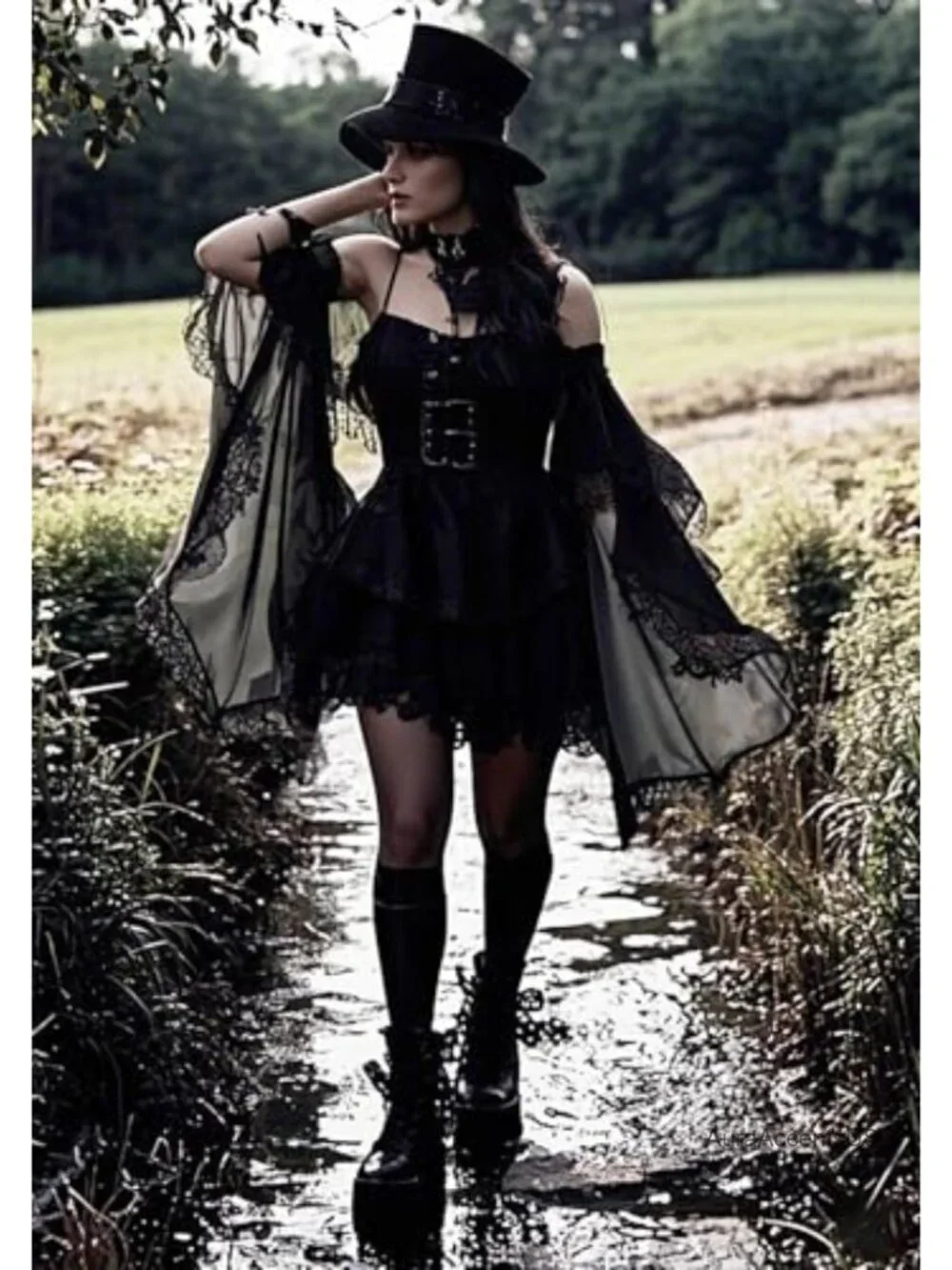 Victorian Gothic Tulle Sleeves Mesh Cuffs Lace Arm Band Stage Pageant Gloves